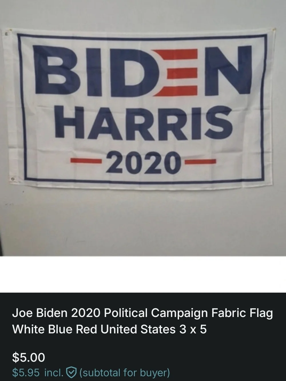White, Blue & Red Political Campaign Fabric Flag - 3 x 5